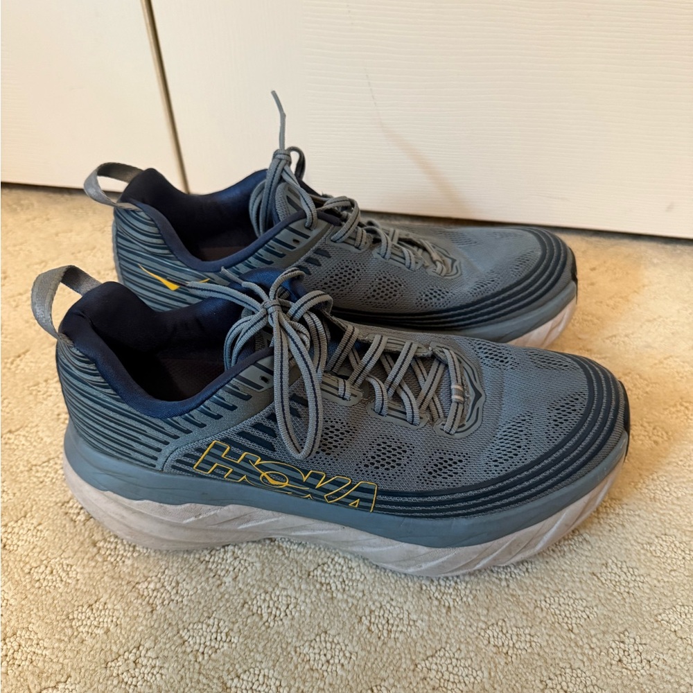 Hoka Blue and Gray Running Shoes